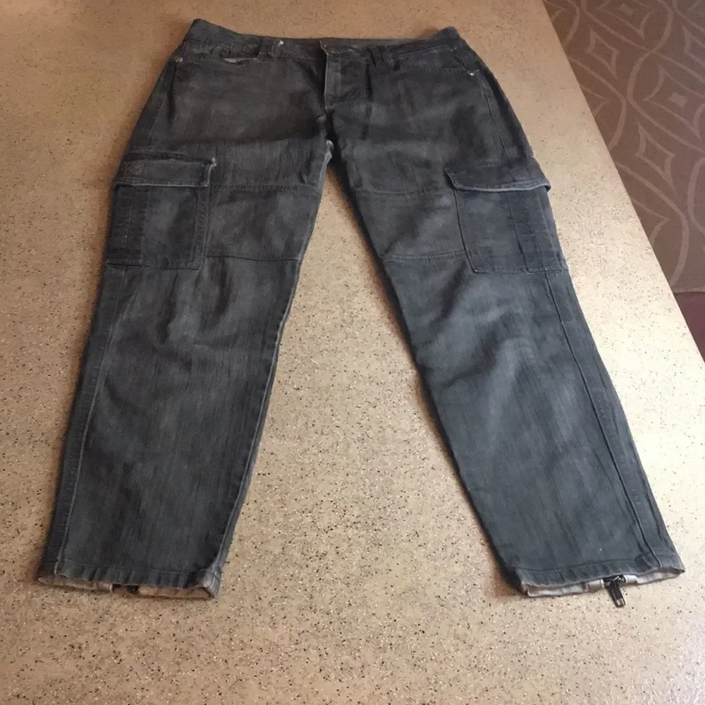 Cropped Cargo Jeans Olive Green